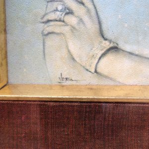 รูปถ่ายจากภาพวาดเก่า ภาพราชินี ขนาด11'x13'  พร้อมลายเซ็นนาย ประสาท บนกระดาษหนังไก่ - Image 3