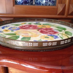 จานกระเบื้อง 16" รูปดอกไม้ มีรอยร้าวหนึ่งเส้น - Image 2