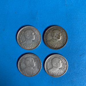 เหรียญหนึ่งสลึงช้างสามเศียรเนื้อเงินสมัย ร.6 ปี พ.ศ.2462 (3เหรียญ) และ2468 (1เหรียญ) จำนวน 4 เหรียญสวยงามคมชัดมากๆ - Image 2