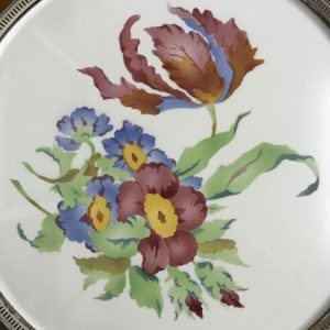 ถาดกระเบื้องโบราณสมัยร .5 ขนาด สผ 16" สไตล์”วิคตอเรีย”ลายดอกเต็มสีชมพูบาน 2 ดอกตูม 2 ดอกนำ้เงิน 3 ดอก - Image 2