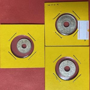 เหรียญดีบุกสมัย ร.8 (พ.ศ.2488) ลายกระนก มี3เหรียญ 5,10 และ20 สตางค์ สวยทุกเหรียญ - Image 2