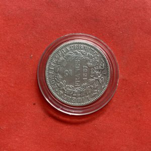 เหรียญเก่าเนื้อเงินประเทศ FRANCE สมัย THE THIRD REPUBLIC ปีค.ศ.1887 มูลค่า 2 Fance ตรงกับสมัย ร.5 พ.ศ.2430 สวยเดิม - Image 2