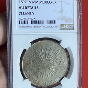 เหรียญเก่าเนื้อเงินประเทศ MEXICO 8R ปี ค.ศ. 1892 เป็นเหรียญที่ผ่านการออกเกรด เป็นเหรียญบล็อกยอดนิยม (ฟันหนู) สวยมาก - Image 2