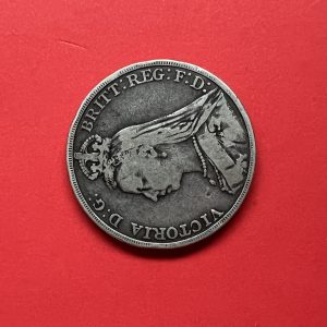 เหรียญเก่าเนื้อเงินประเทศอังกฤษสมัยพระเจ้า VICTORIA D:G: ปี ค.ศ.1892 มูลค่าไม่ระบุ เส้นผ่าศูนย์ 38 มม. ตรงกับสมัย ร.5 พ.ศ.2435 - Image 4