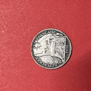 เหรียญอินโดจีนประเทศฝรั่งเศส REPUBLIQUE FRANCAISE ค.ศ.1903 เนื้อเงิน 10 CENT สวยคมชัด - Image 2